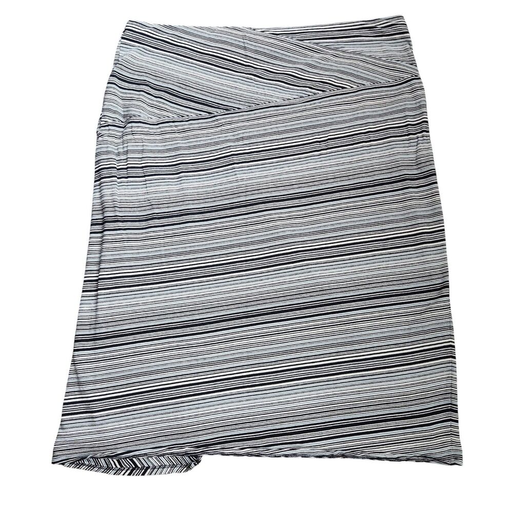 J. Jill Womens Striped Pull On Skirt Sz 3X Stretch Elastic Waist Office Business